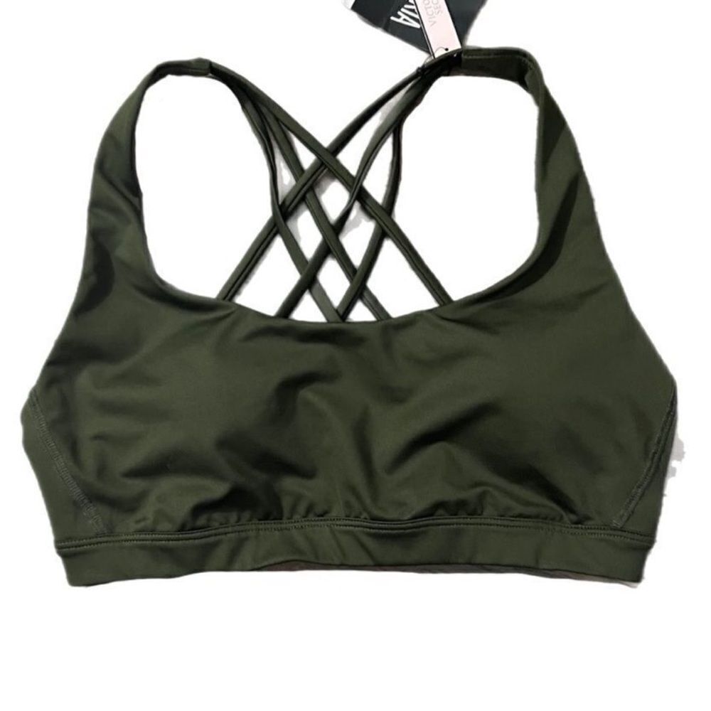 Victoria’s Secret Essentials Strappy Padded / Removable Padding Sports bra Green